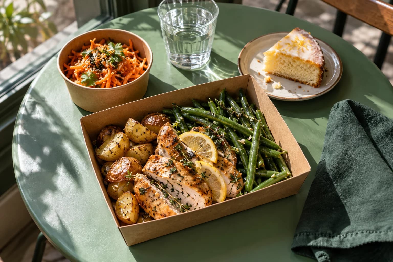 Illustration d’un repas complet au soleil